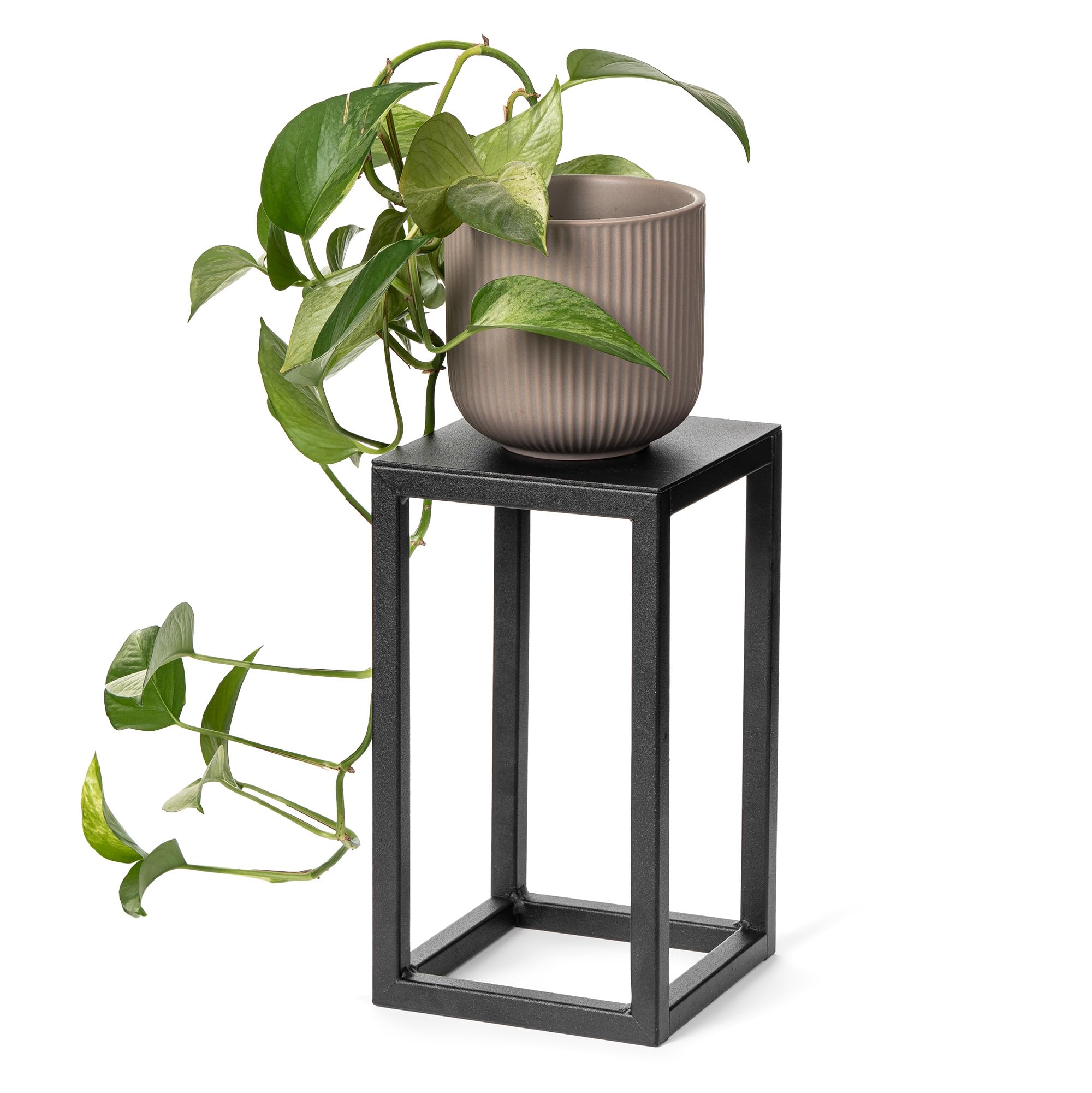 LAMO Manufaktur Blumenständer Metall Schwarz 28 cm | Pflanzensäule für Innenräume - Wohnzimmer, Schlafzimmer | Blumenständer modern zur Hochzeit, Sockel für Skulpturen und Deko, kleiner Blumenhocker