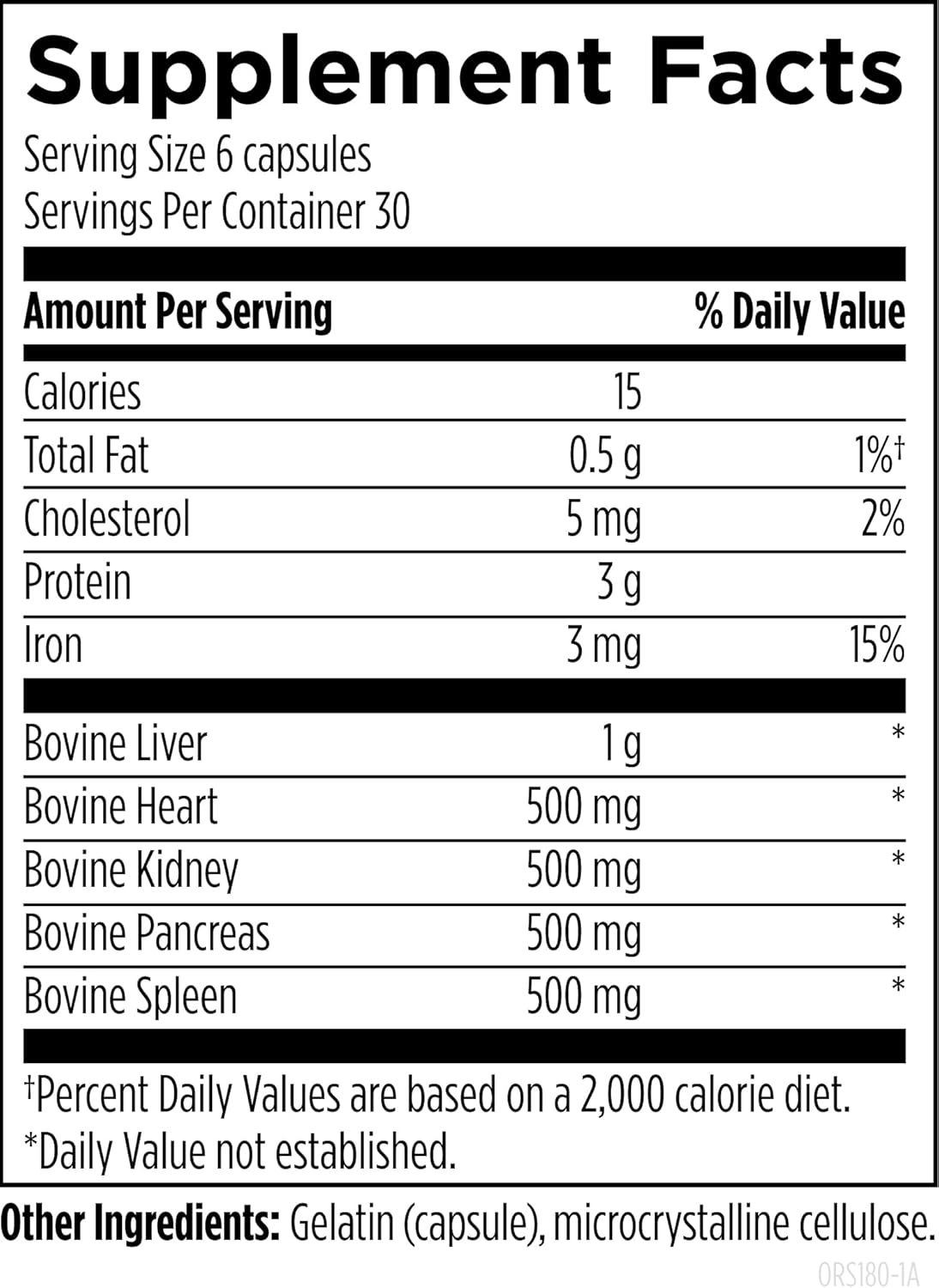 Designs for Health Organ Synergy - Bovine Organ Supplements - 100% GrassFed Beef Organs with Liver, Heart, Pancreas, Kidney + Spleen (180 Capsules / 30 Servings)
