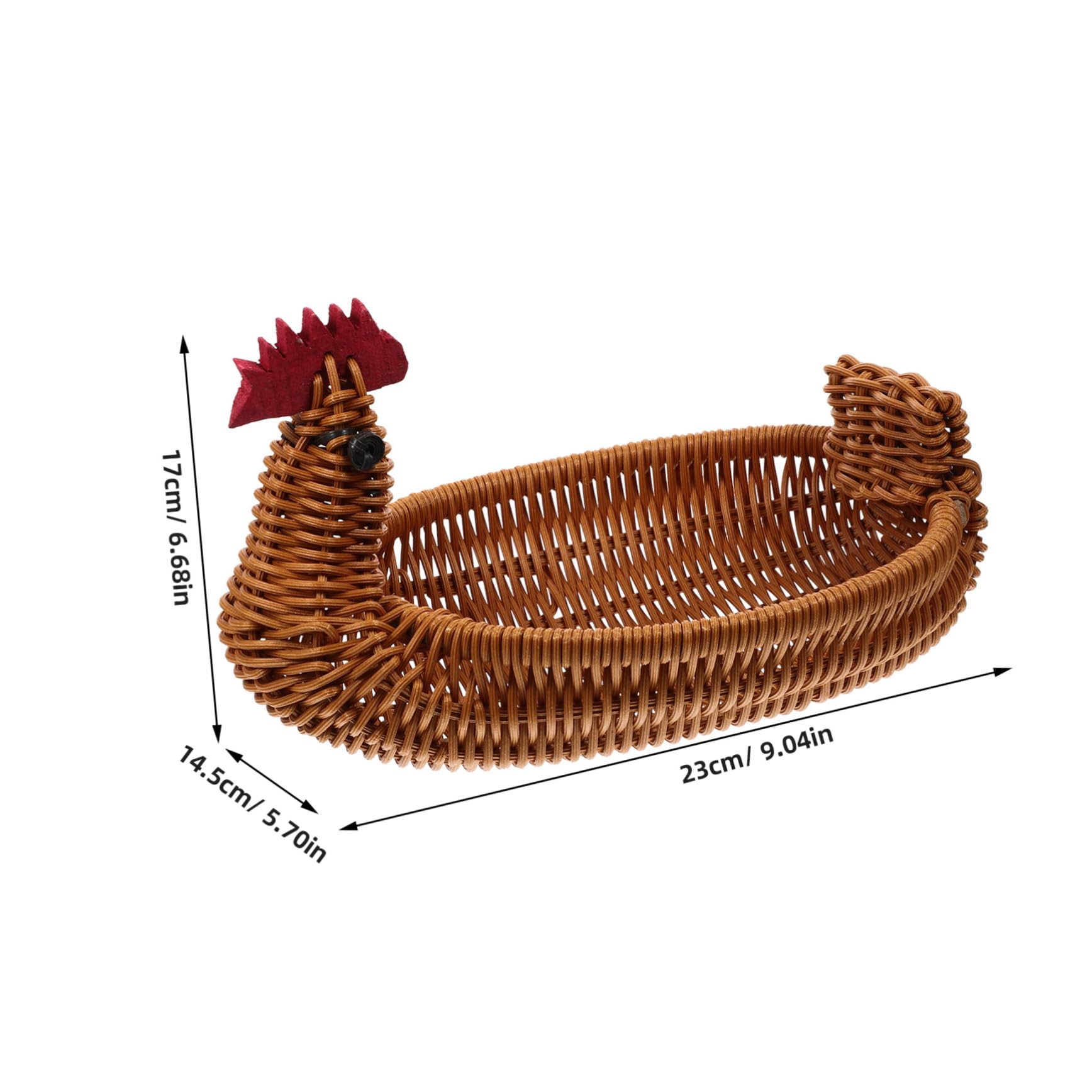HOLIDYOYO Rattan Chicken Basket Woven Fruit Storage Basket for Home Egg Holder Decorative Easter Brown Chicken Design 1pc