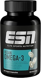 ESN Omega-3 Vegan, 120 Vegane Kapseln, Hochdosiertes Algenöl, 216 mg EPA & 432 mg DHA pro Portion