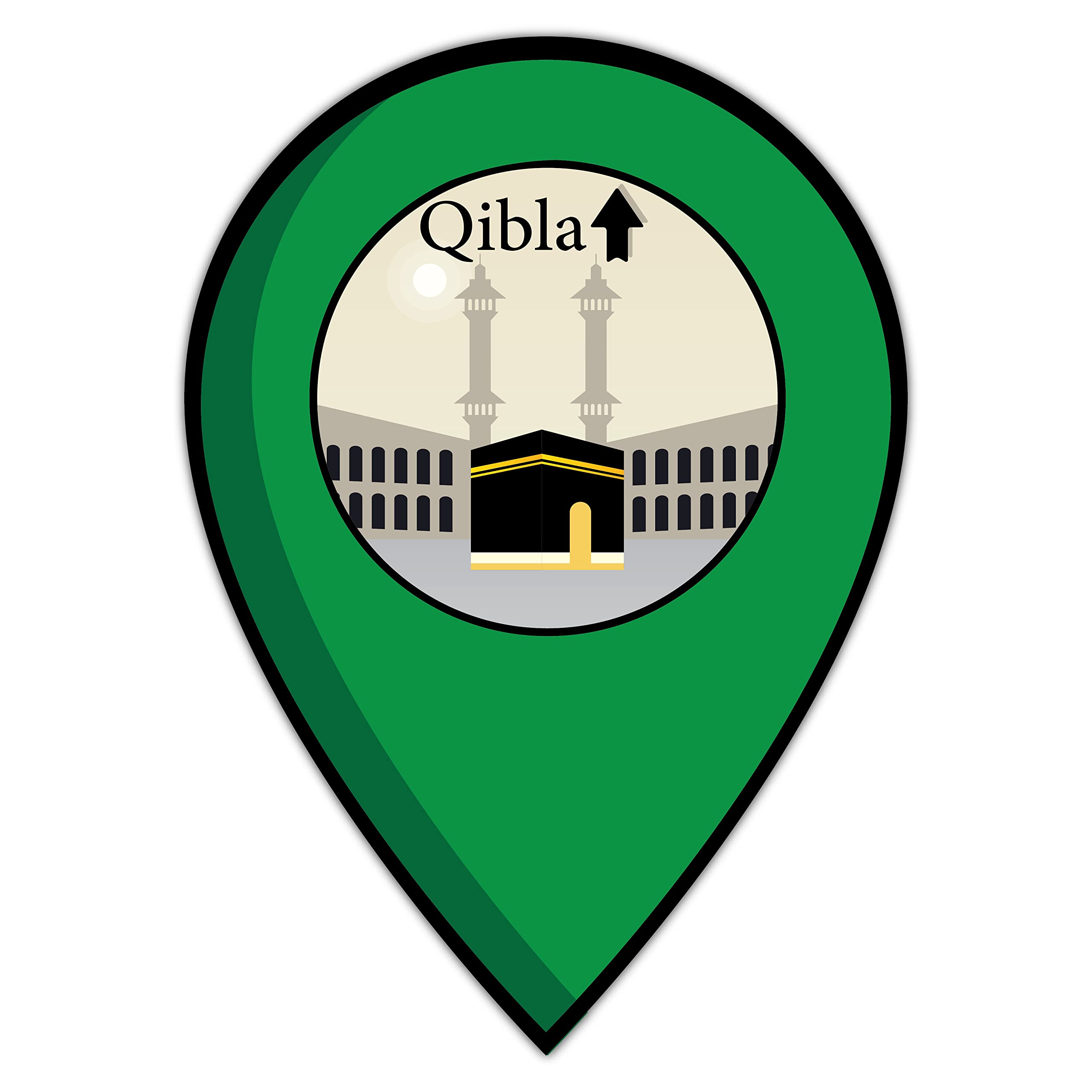 woopme ® Qibla Arrow Direction Sticker for Wall Floor Prayer Room Home House Decoration Vinyl Printed Stickers L x H 18 x 25 Cms