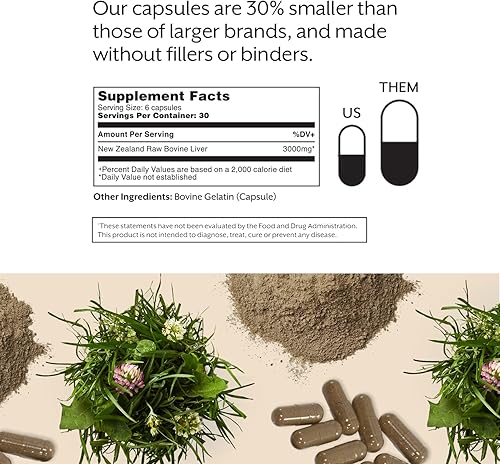 Miniatura 4 de ProMix Nutrition Suplemento de hígado de carne cruda alimentado con hierba, multivitamínico - Vitamina A biodisponible, B12, D3, hierro hemo - 180