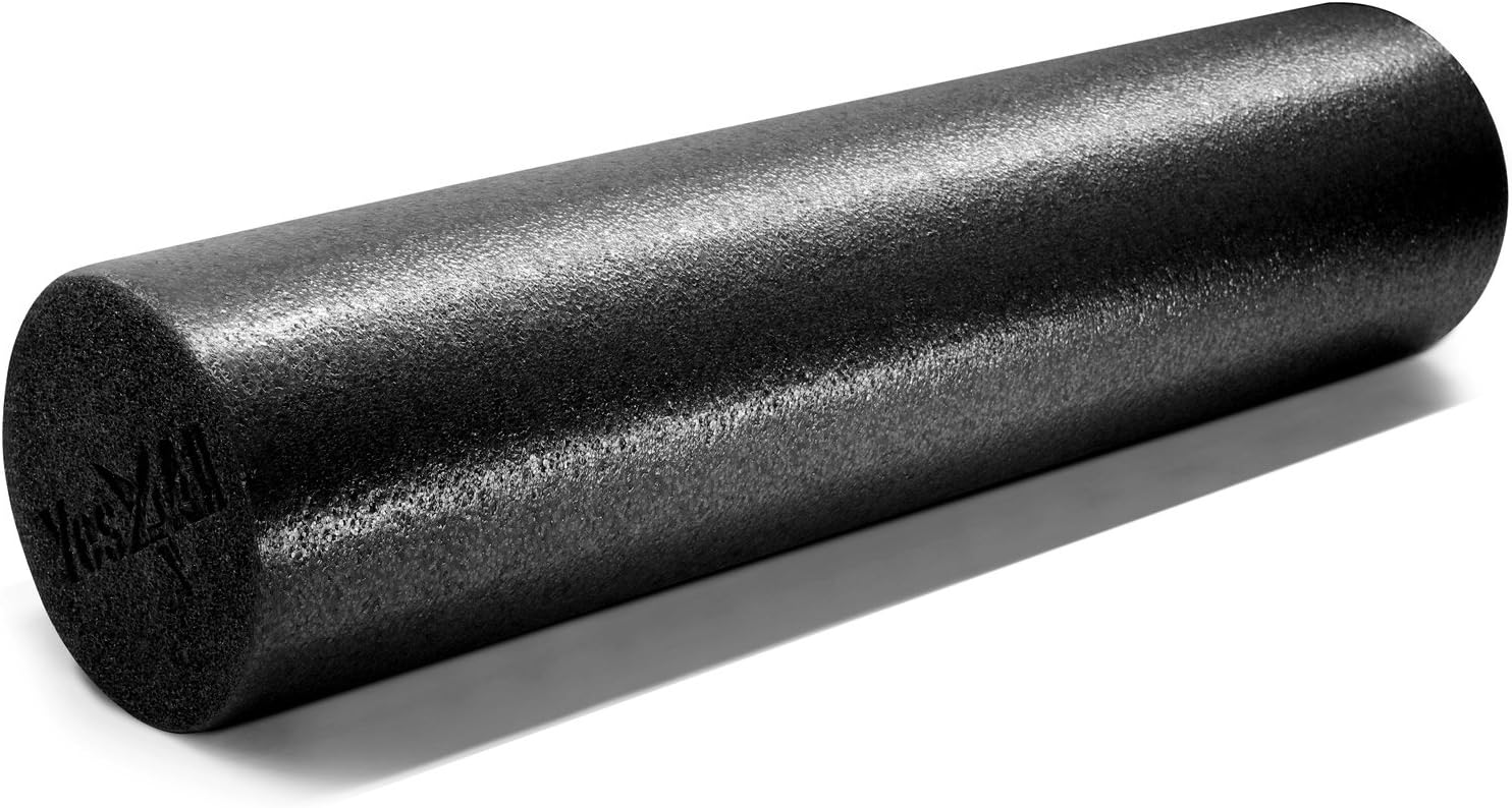 Yes4All Medium Firm Round PE Foam Roller 12, 18, 24, 36 Inches for Pilates, Yoga, Stretching, Balance & Core Exercises