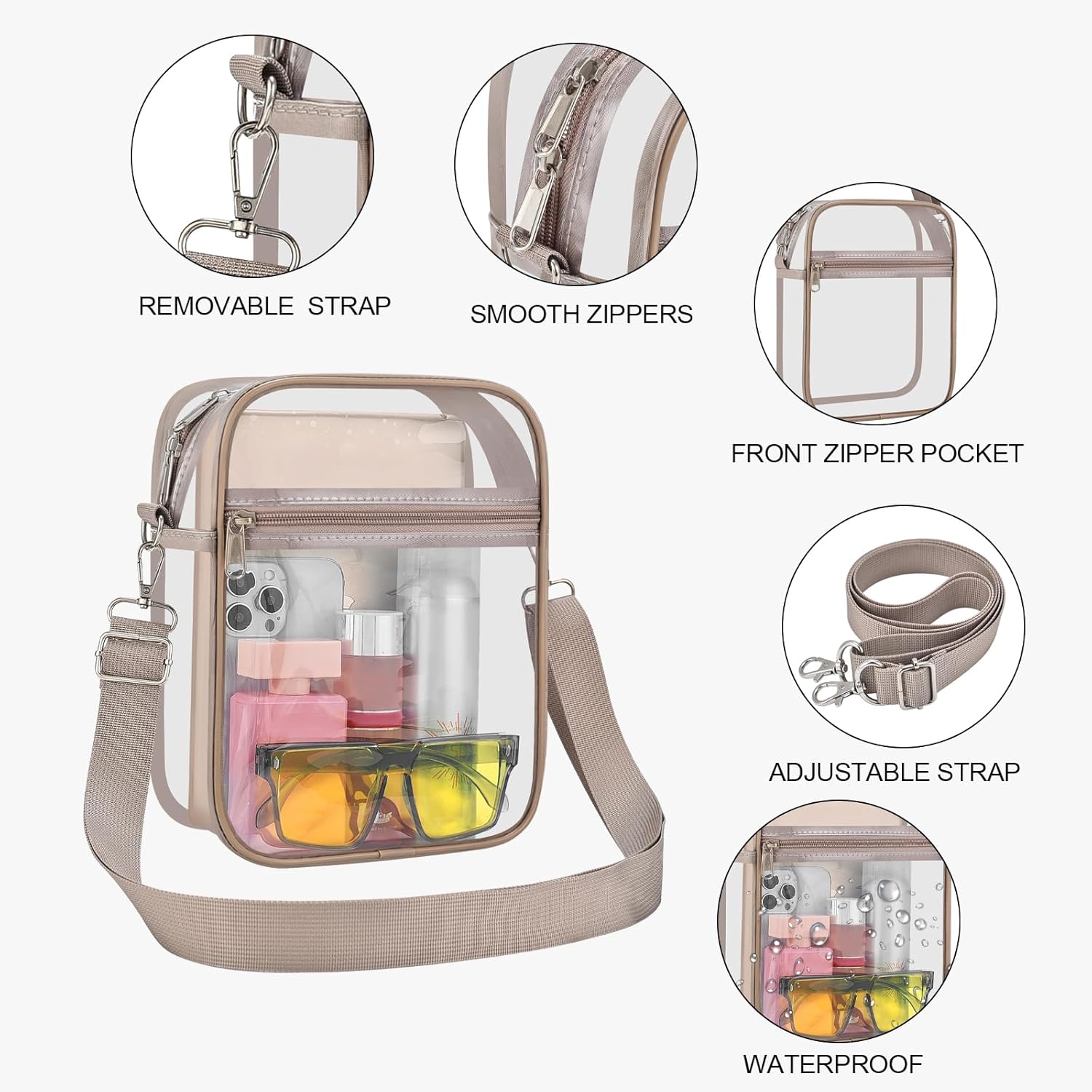 USPECLARE Clear Purse Stadium Transparent Messenger Bag Stadium Approved for Men and Women Clear CrossBody Bag - Image 4