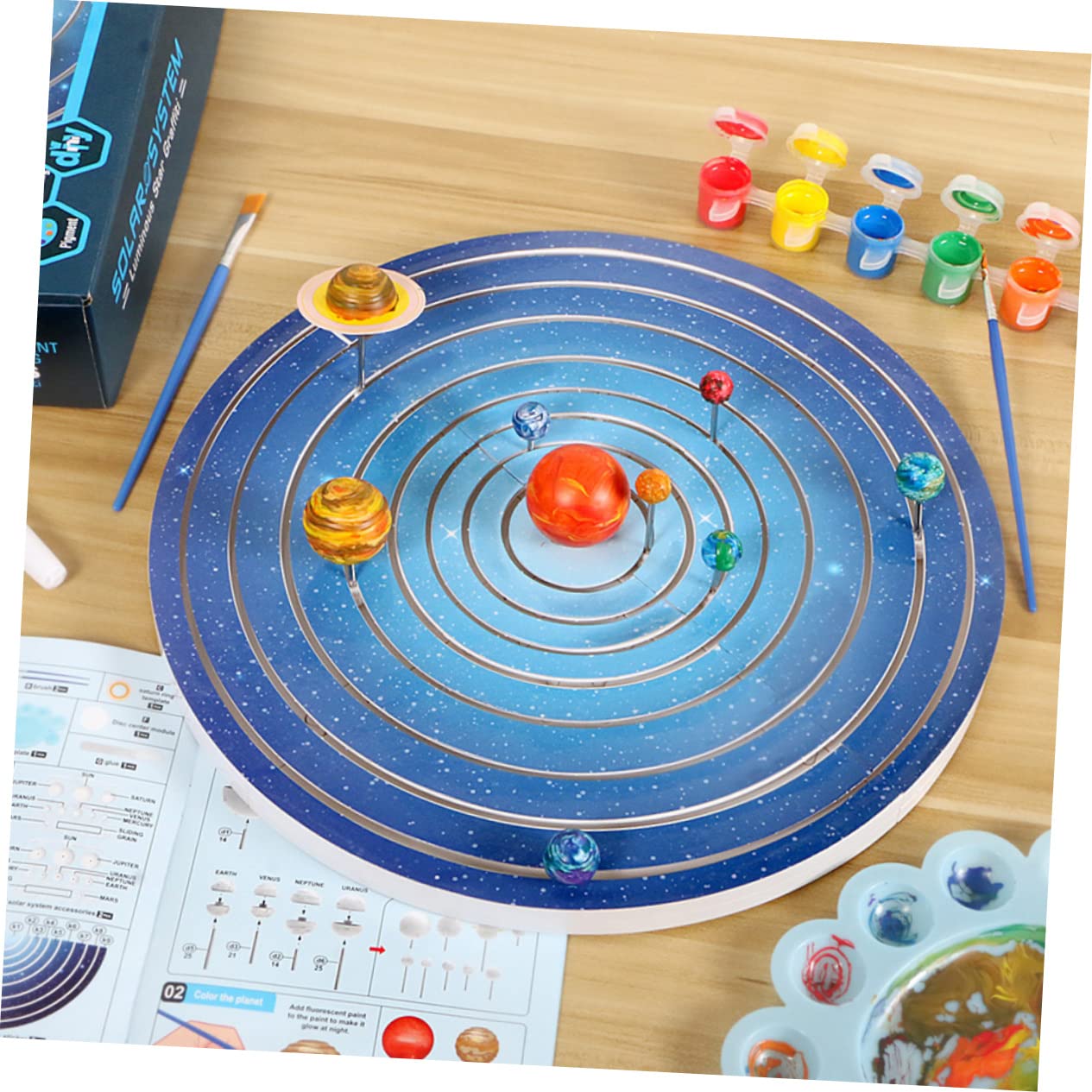 Kit de Pintura del Sistema Solar para Niños 8 Planetas en Plástico Blanco, Fácil de Pintar y Armar, Adecuado para Proyectos DIY y Juegos Infantiles Educativos