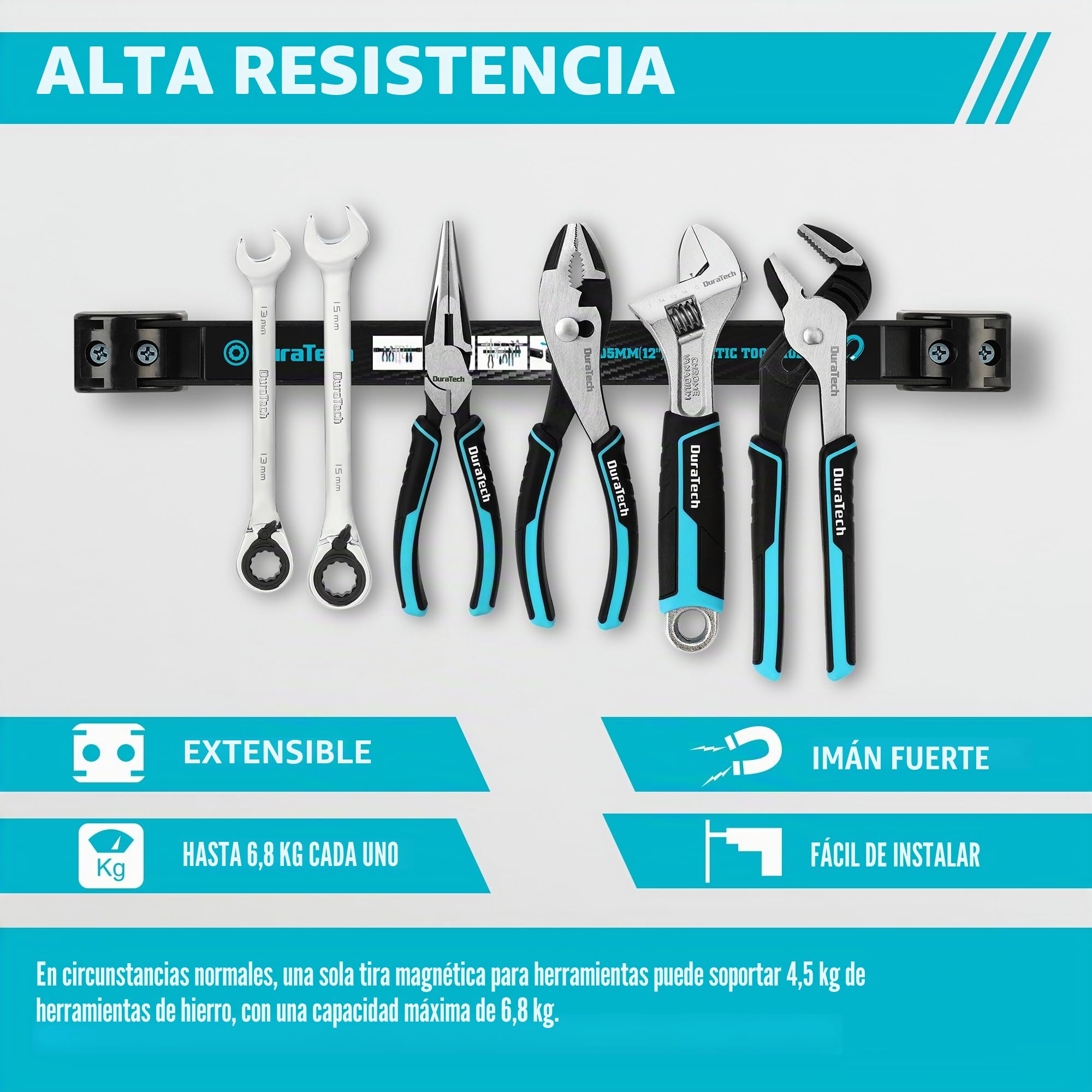 DURATECH Portaherramientas Magnético de 4 Piezas, Soporte Magnético para Herramientas