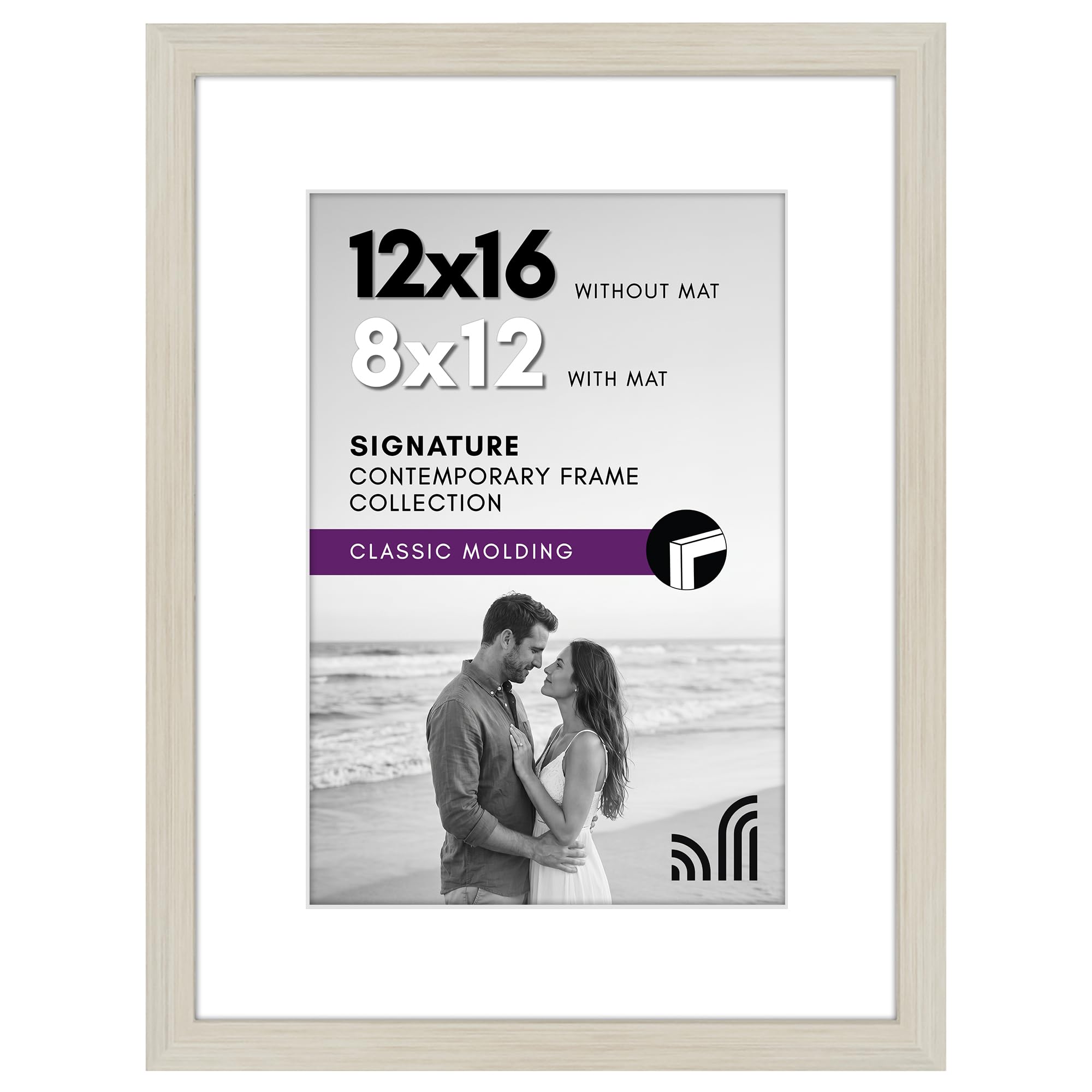 Americanflat 12x16 Picture Frame with Shatter-Resistant Glass - Use as 8x12 Frame with Mat or Display 12x16 Photo Without Mat - Signature Collection - Picture Frames for Wall Display - Light Wood