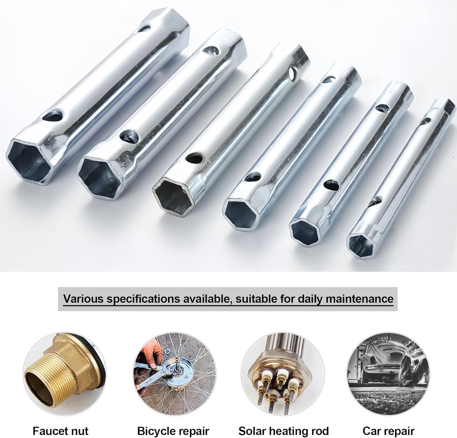 Metric Box Spanner Wrench Tubular Torque Bar Socket Tap Spanner for Tight Space 12mm-13mm