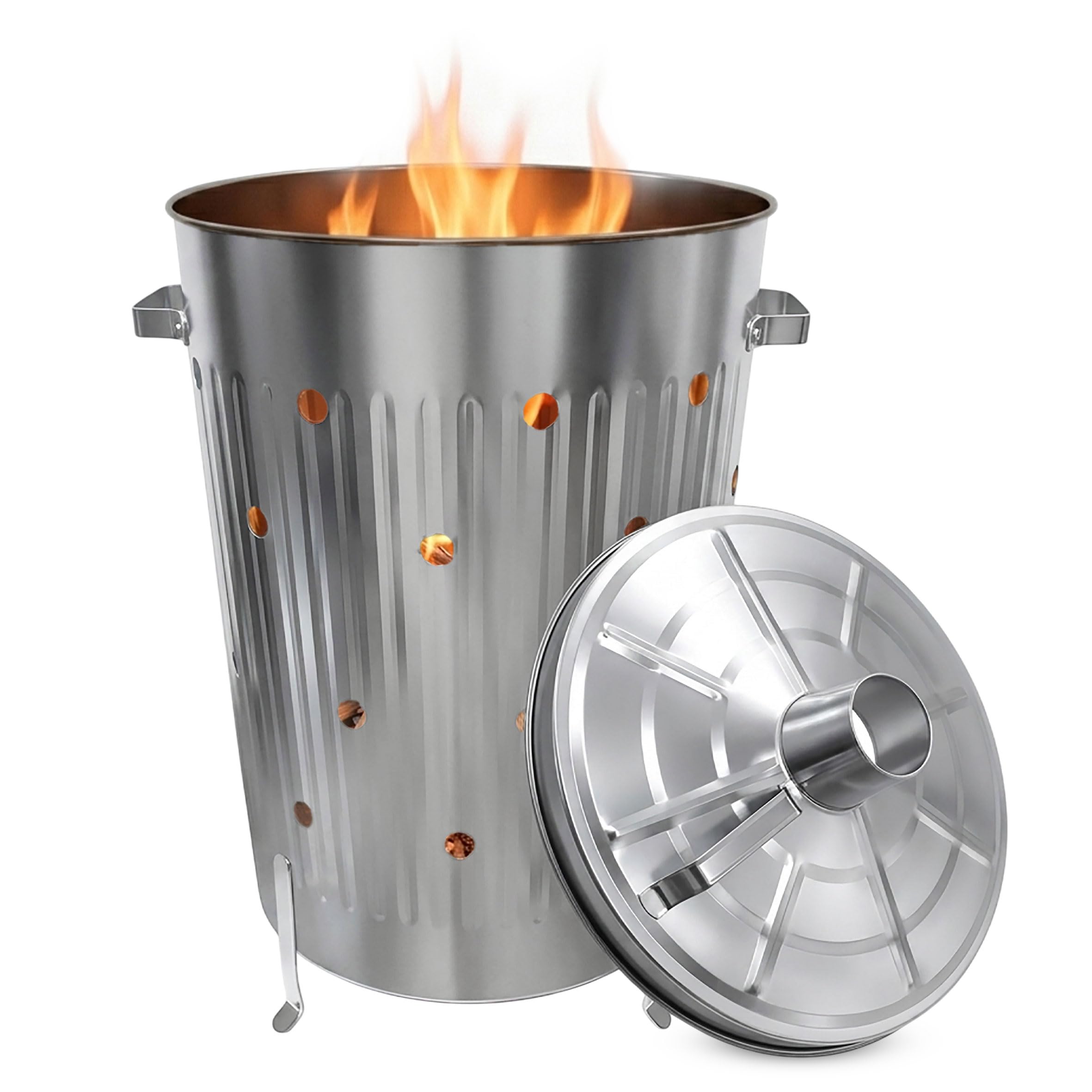 Verbrennungstonne 75l Galvanizado Parrilla Fuego a Combustión Calefactor de Terraza