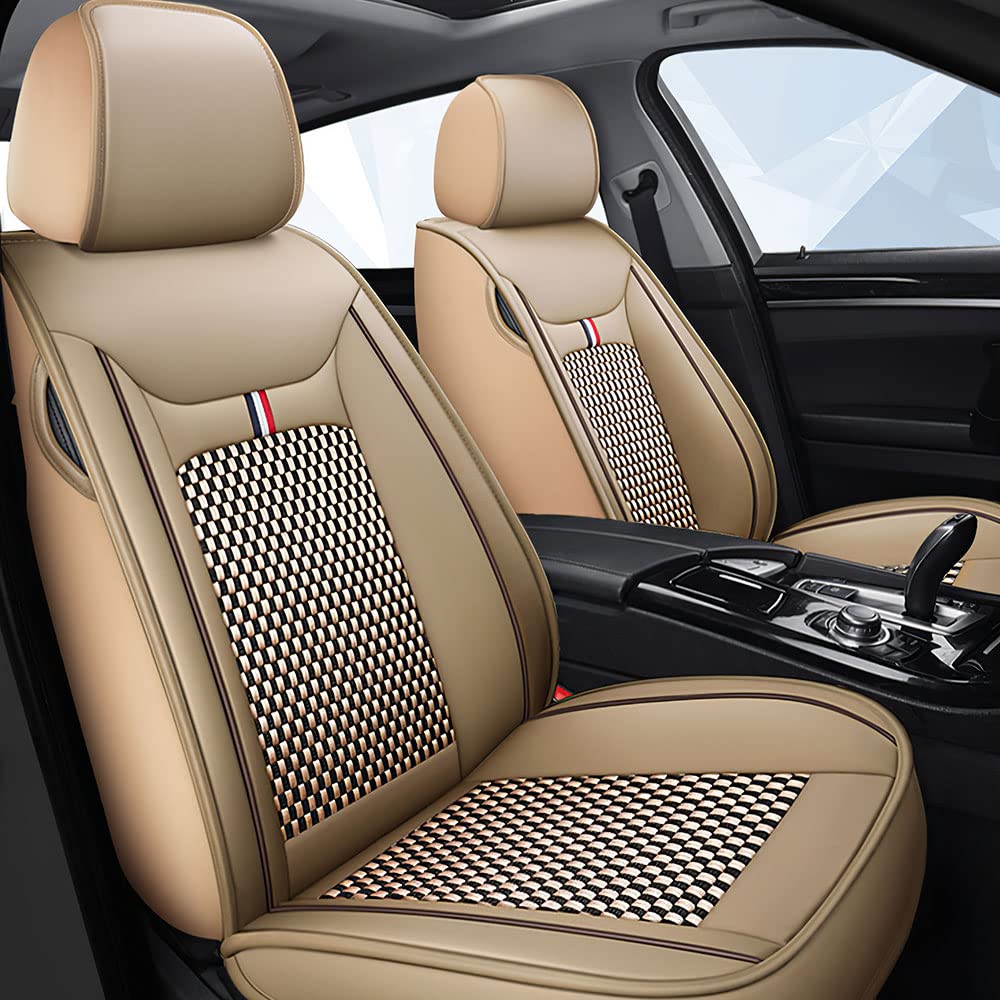 Front Seat Cover Set, Universal Non-Slip Vehicle Cushion Cover (Front Pair/Beige)