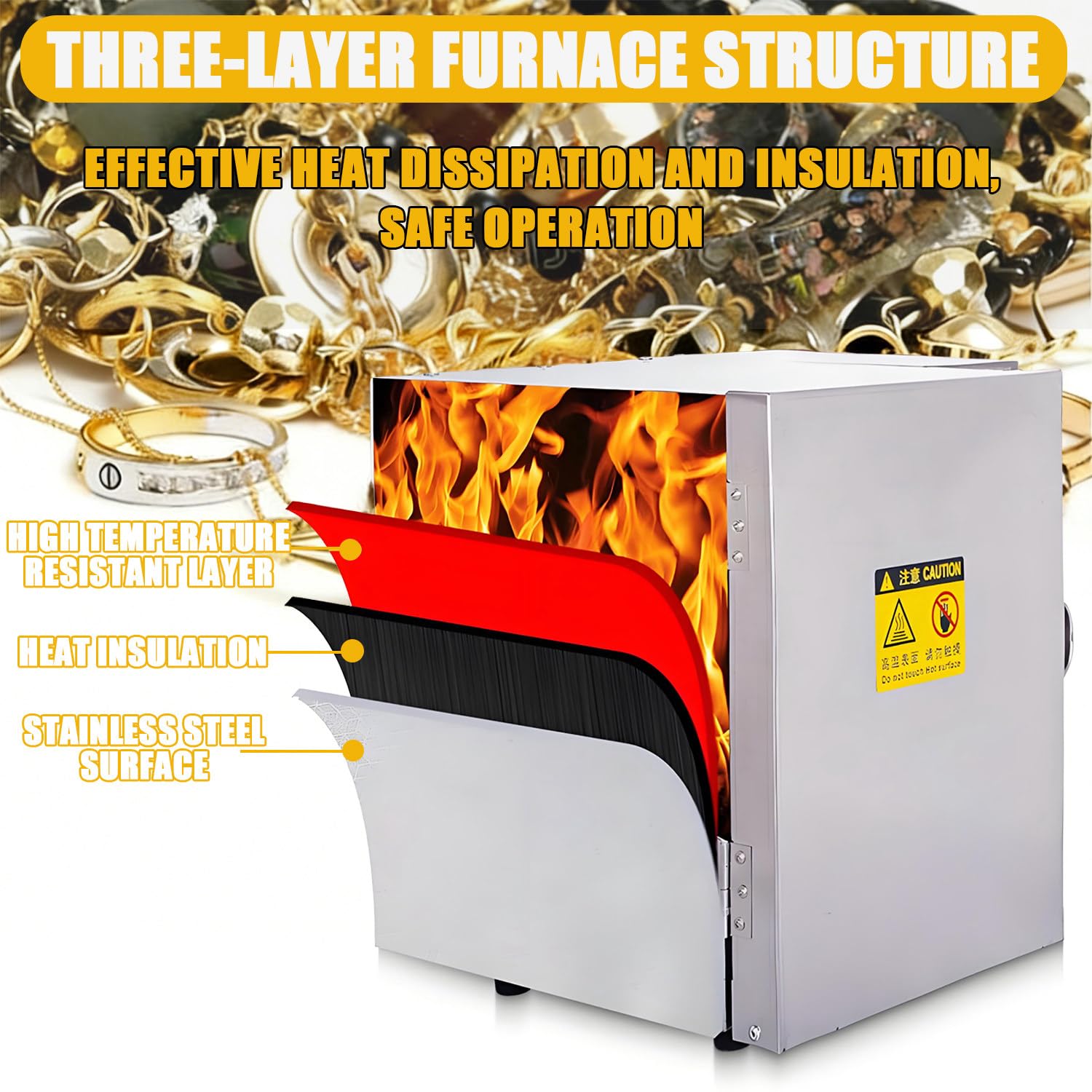 Forno Sinterizzazione Ceramica, Forno Ceramica 800 ℃, Riscaldamento a Temperatura Costante Su 4 Lati, Con Regolatore Di Temperatura, Display Digitale in Tempo Reale, per La Lavorazione Di Gioielli