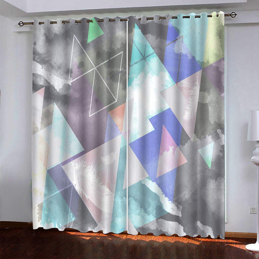 Maynuo Girls Curtains For Bedroom 3D Simple And Colorful Geometry Eyelet Top Curtain For 62X78inch Kids Window Treatments For Home Decoration Thermal