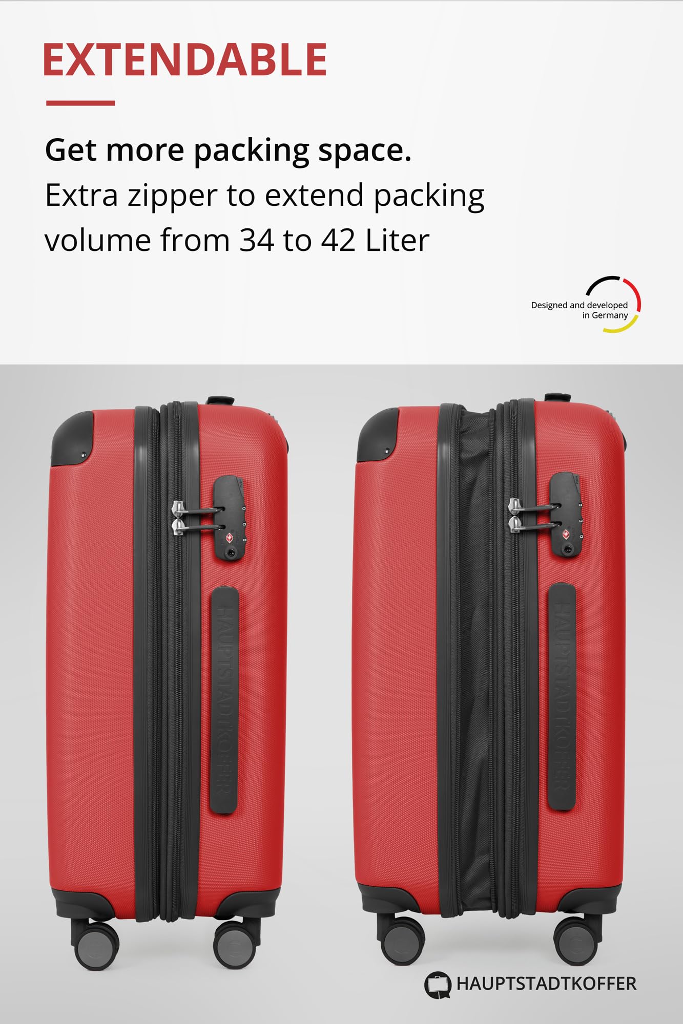 HAUPTSTADTKOFFER - Spree - Maleta rígida, Trolley expandible, Equipaje de Viaje, 4 Ruedas Dobles, TSA, 65 cm, 74 litros, Champán — view 180