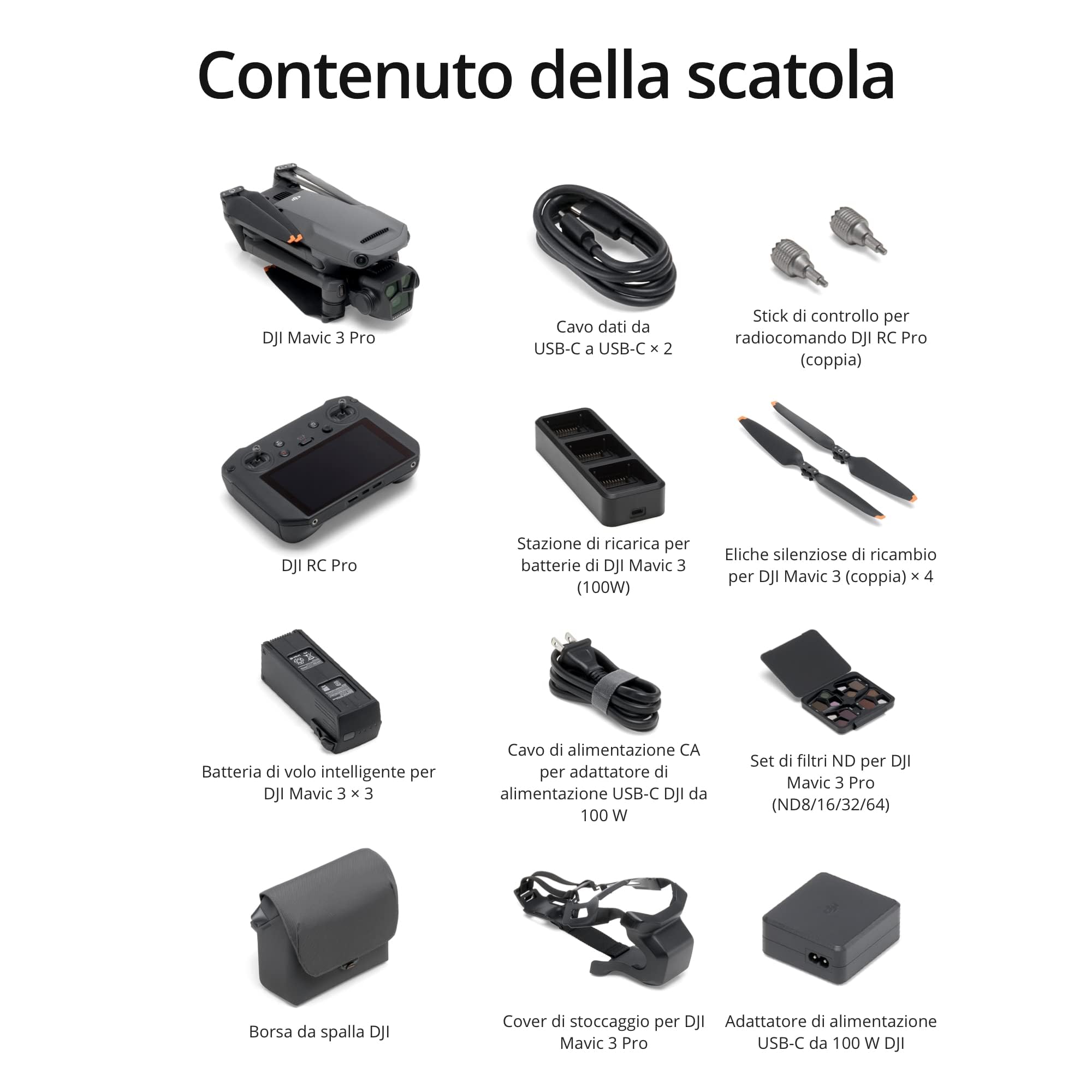 DJI Mavic 3 Pro Fly More Combo con DJI RC Pro (schermo ad alta luminosità), fotocamera Hasselblad con CMOS 4/3, 3 batterie, Stazione di ricarica, Set di filtri ND ecc. Drone con fotocamera per adulti