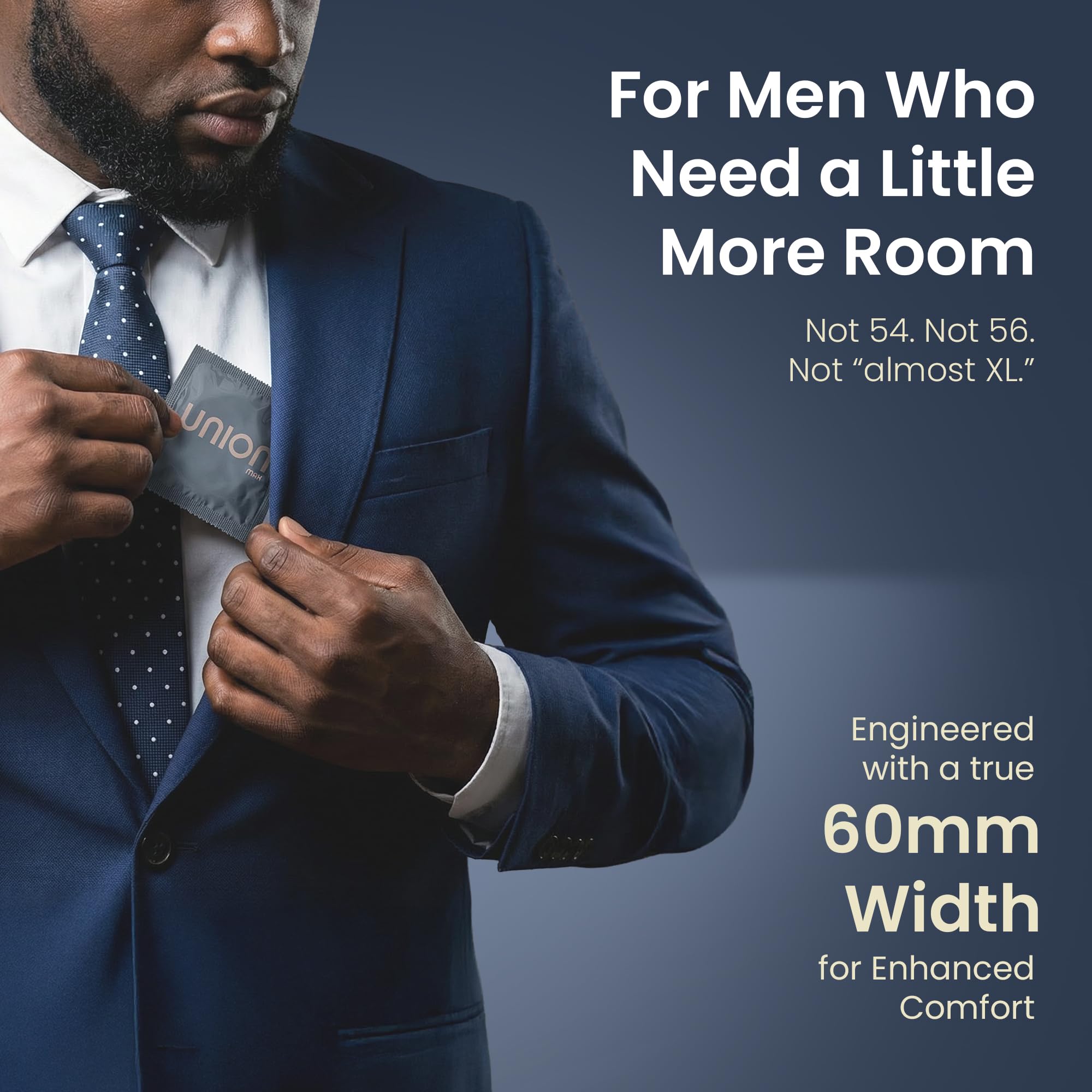 UNION MAX Condoms - True XL - Ultra Thin Large Fit Natural Latex with Flared Head, Lightly Lubrication, Sensitive Bare Feel, Natural Touch and Close Fit Comfort – Extra Large 60mm Size, 12 Count Pack