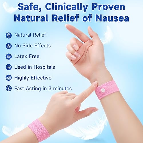 Miniatura 5 de LYJEE Bandas de mareo por movimiento para adultos y niños, pulsera de mareo para acupresión de crucero, alivio de náuseas para mujeres embarazadas