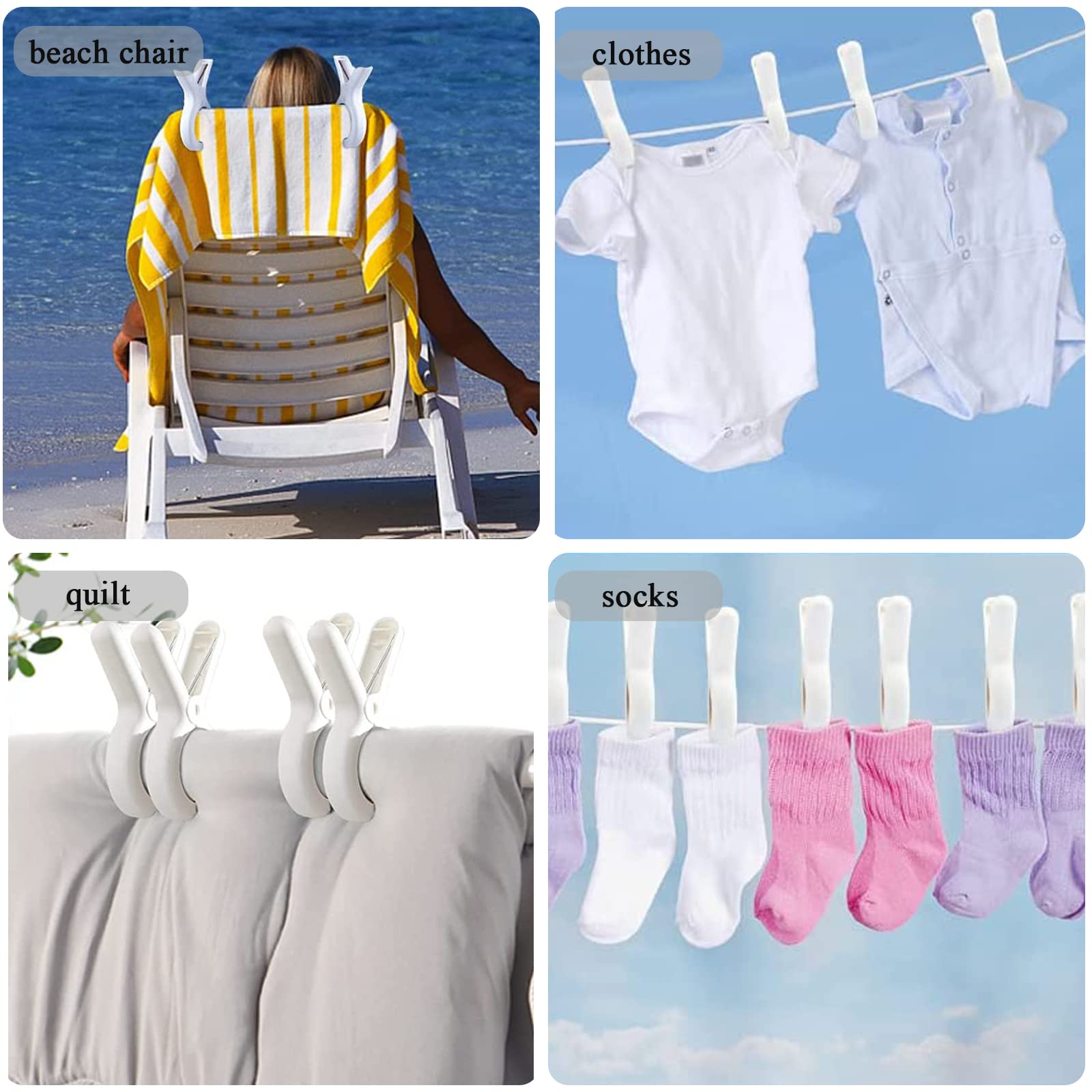 12 Mollette Grandi Per Asciugamani Da Spiaggia E Piscina - Antivento, Con Molla Elastica E Silicone Antiscivolo, Arancioni E Blu - 4
