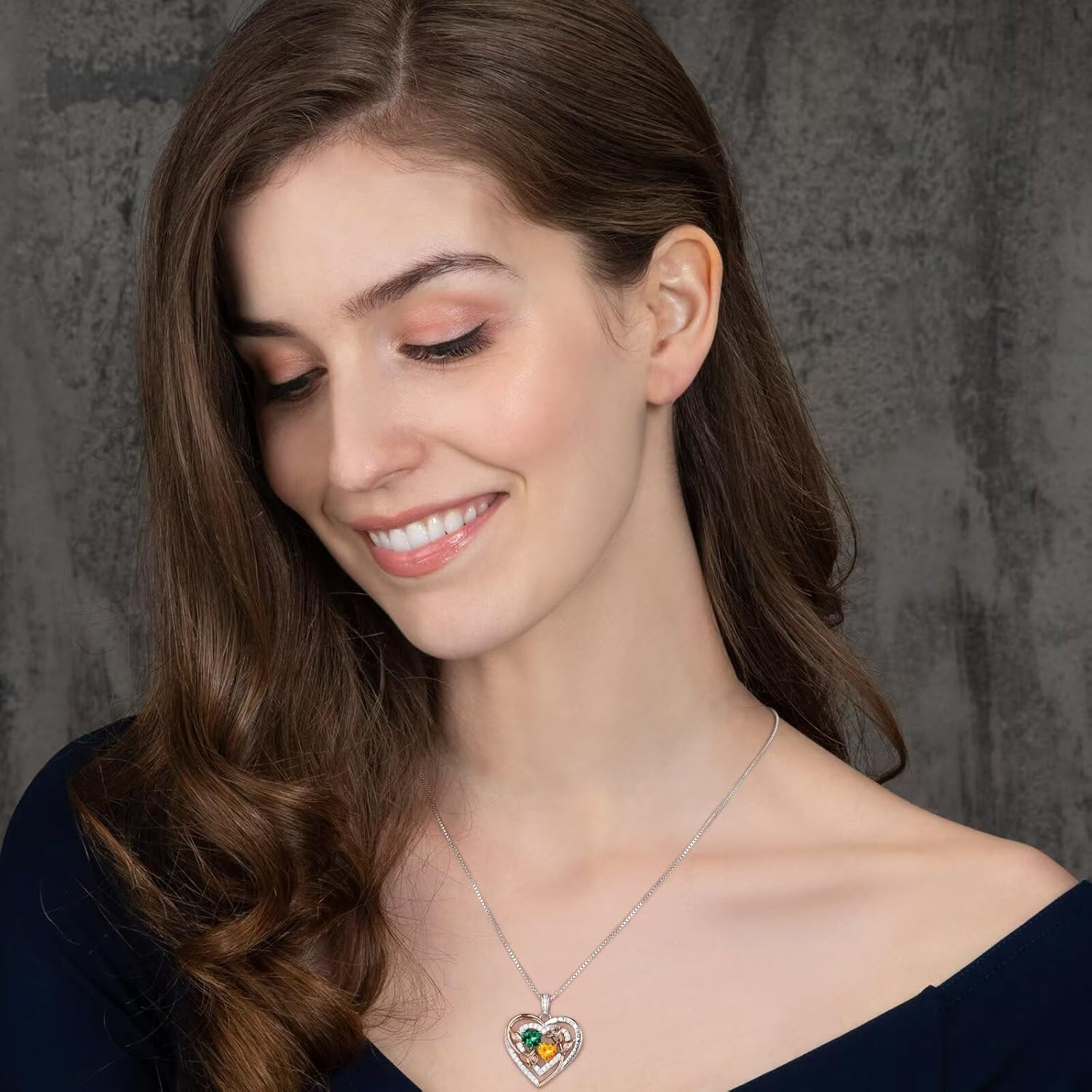 Iefil Rose Heart Necklace for Women - Sterling Silver Birthstone Necklace Anniversary Birthday Gifts for Her Wife Mom Daughter - Image 2