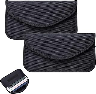 2 PCS Faraday Bags for Phones, Anti Theft Faraday Key Fob Protector, Anti-tracking Signal Blocking Bag, Universal Cell Phone Signal Blocker for Key, Phone (Black)