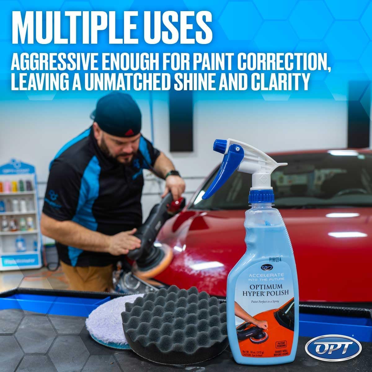 Optimum Hyper Polish - Sprayable Car Polish for Paint Correction, Buffing, Auto Detailing, Non-Staining, Non-Dusting, No Fillers, Body Shop Safe, Safe On Paint and Plastic Trim (64 Oz.)