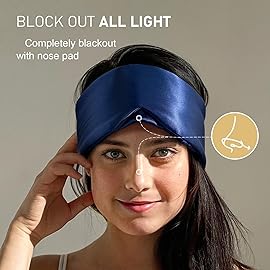 LitBear Silk Sleep Mask for Side Sleeper, Eye Mask Sleeping for Women Men 100% 22 Momme Pure Mulberry Silk, Face-Hugging Padded Eye Cover for Sleeping with Adjustable Band (Midnight Blue)