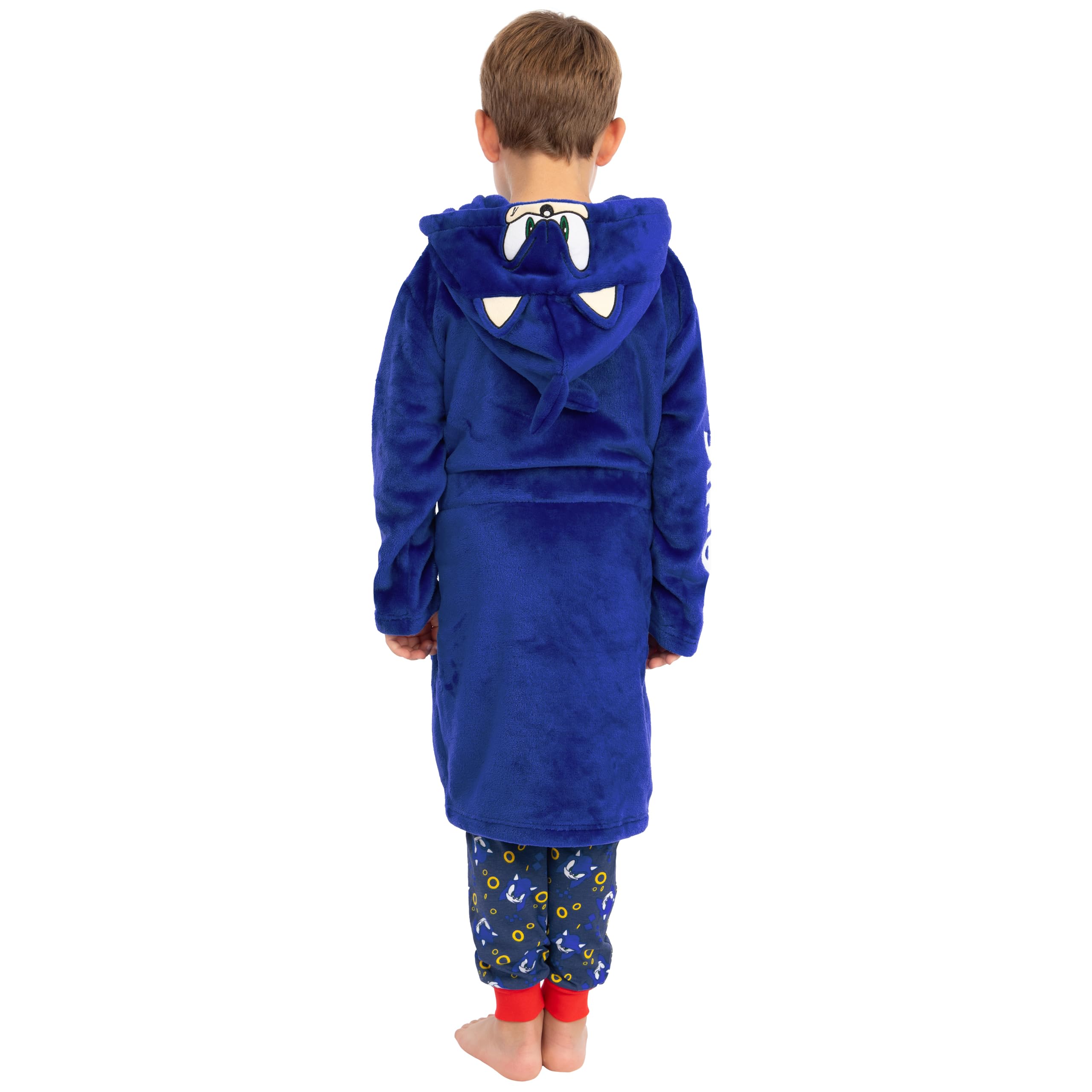 Sonic The Hedgehog Peignoir pour garçon, robe de chambre Sonic Kids avec oreilles 3D, peignoir polaire pour garçon