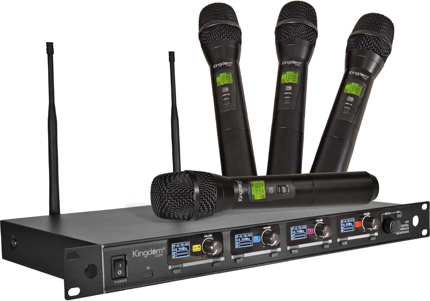 All components included in the Kingdom SYSV52 Wireless Microphone System box