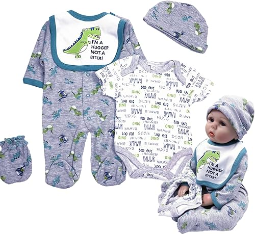 Pedolltree Reborn Baby Dolls - Ropa de niño de 22 pulgadas, accesorios de traje de dinosaurio de 5 piezas, para recién nacidos de 20 a 22 pulgadas