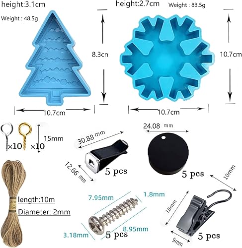 Miniatura 5 de Molde de vela Freshie para árbol de Navidad, copos de nieve, molde de silicona para automóvil, molde de silicona de Navidad para freshies para