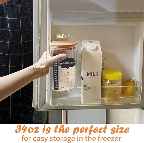 Miniatura 7 de Kmise Sourdough Starter Jar, 34 Oz DIY Glass Sourdough Starter Jar Kit With Thermometer, Silicone Spatula, Blackboard Stickers and Cutter