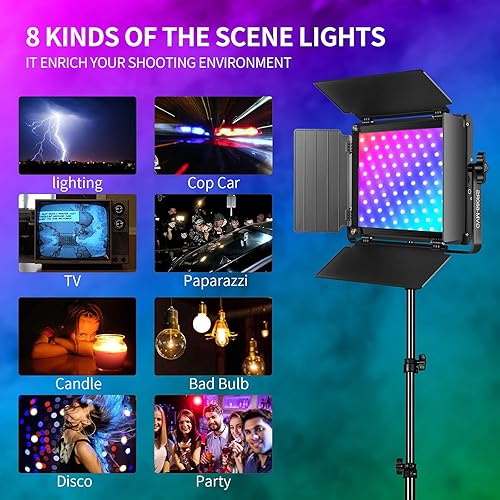 Miniatura 2 de GVM - Kit de luz LED RGB para video, iluminación de fotografía regulable con control de aplicación, 680RS 50W, 3 paquetes de luz LED para YouTube