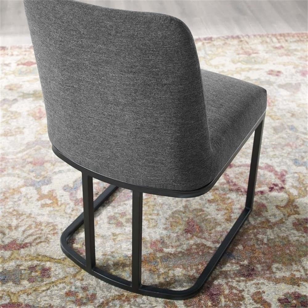 Modway Amplify Sled Base Upholstered Fabric Dining Side Chair, Black Charcoal