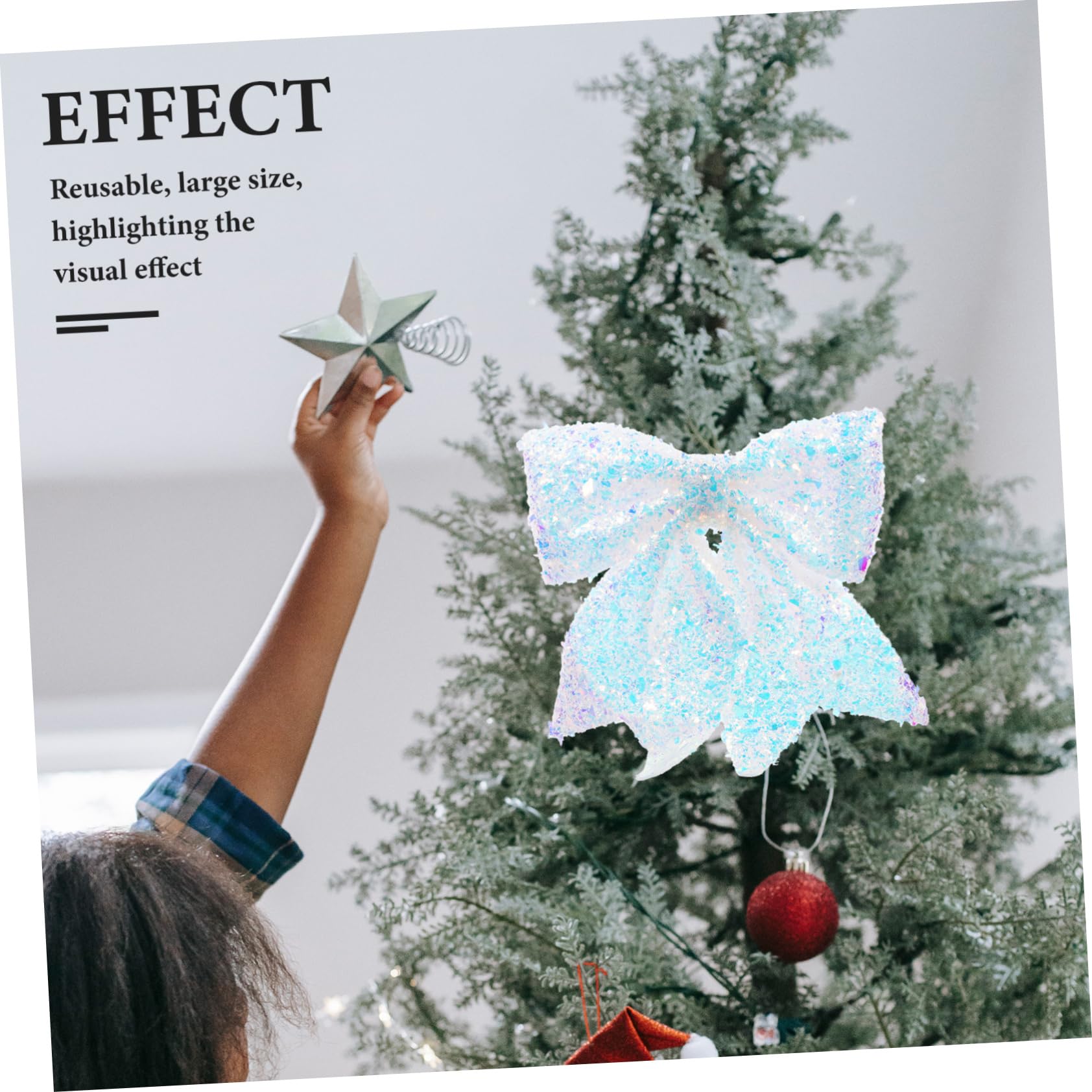 ibasenice Nœuds pour Sapin de Noël Décorations Pailleté Cimiers Brillants pour Couronnes Accessoires à Suspendre pour Hiver Éléments Décoratifs pour Fêtes de Fin Année