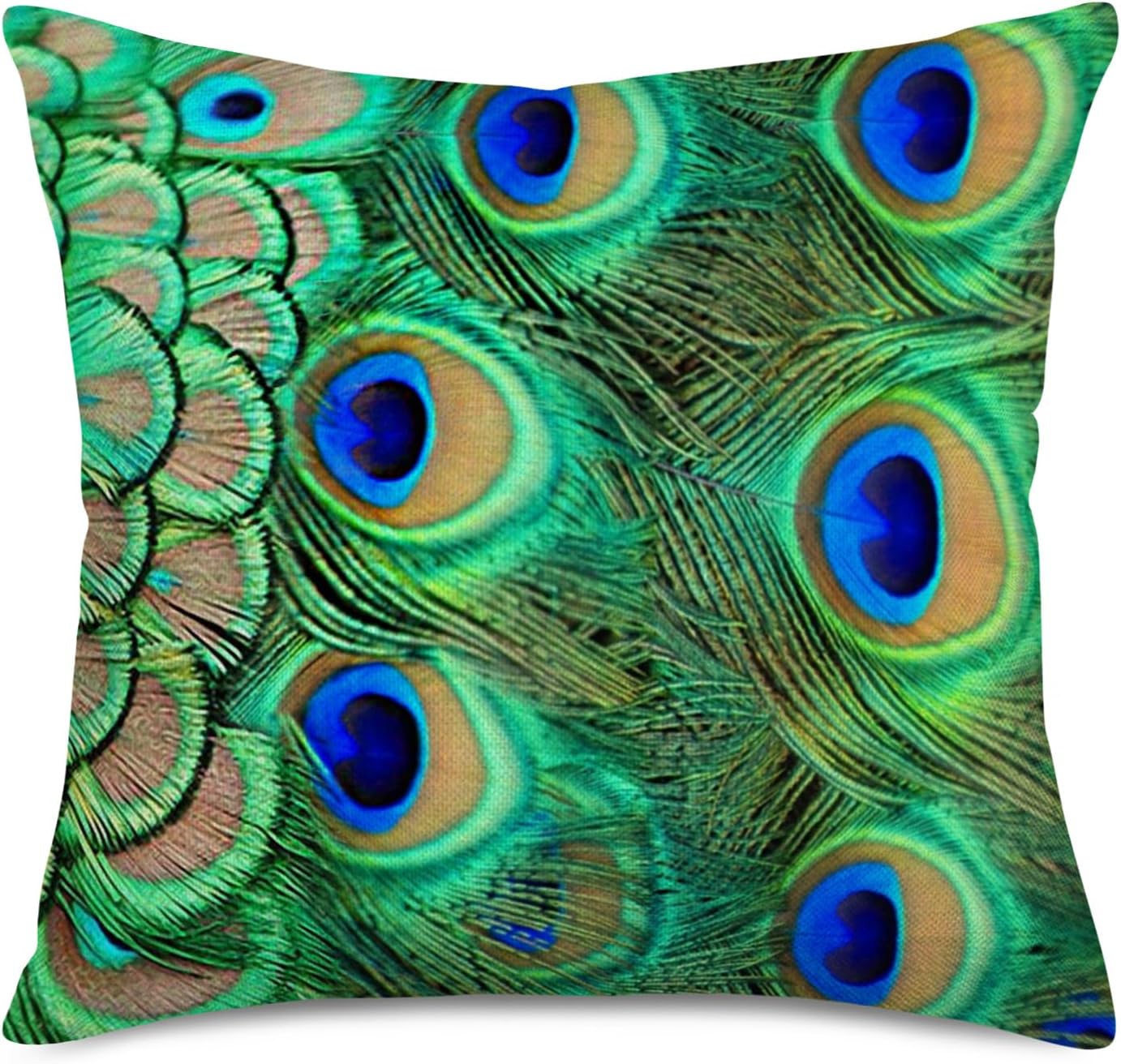 Fukeen Throw Pillow Cover Peacock with French Paris Vintage Postmark Decorative Cotton Linen Pillow Cases Cushion Cover Farmhouse Rustic Style Decor 18”x18” Standard Pillowslip (Peacock 3)