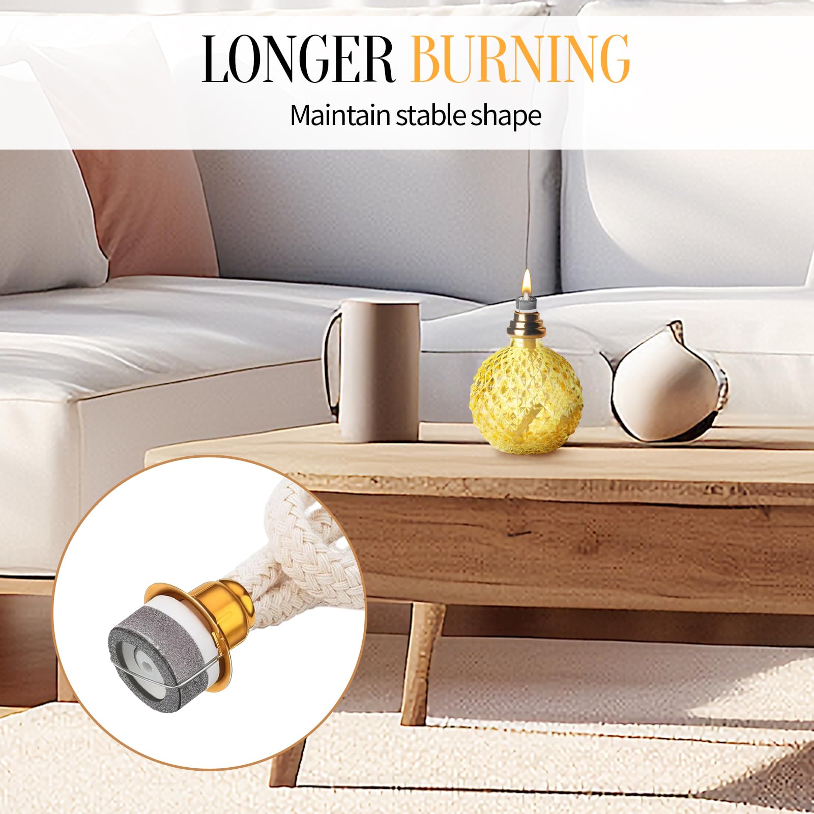 Lot de 2 mèches pour lampes à huile - Mèche avec brûleur catalytique - Pour lampe à huile de rechange - Accessoire pour améliorer l'air ambiant, aromathérapie