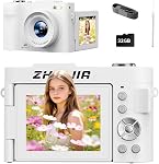 4K Caméra numérique pour Photography-50MP Caméra de visualisation automatique avec 2,8'' 180° Écran Flip, 18X Zoom numérique-Compact Point et caméra de tir avec 32GB TF pour YouTube, Voyage, Débutants, Blanc