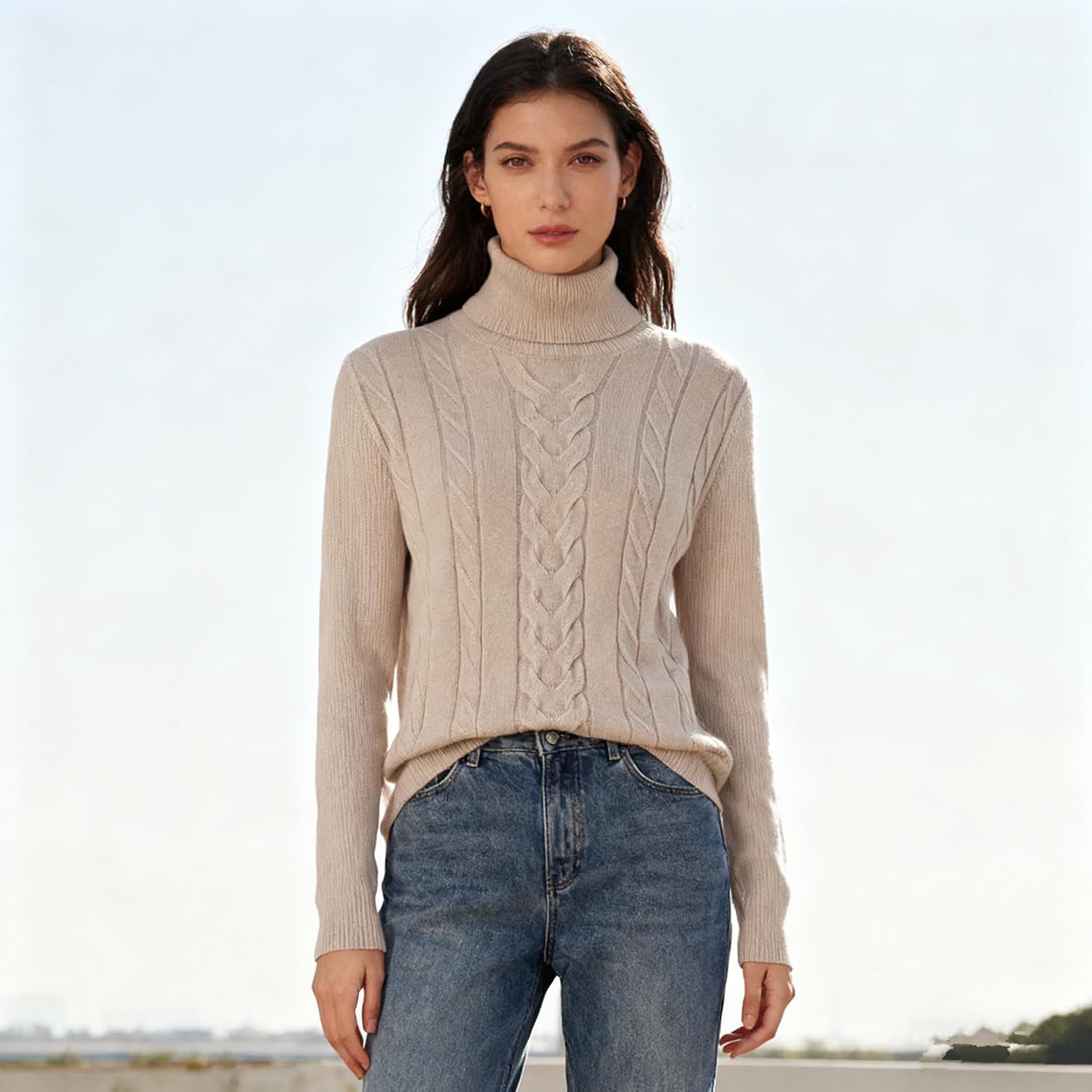 DAIMIDY Women's Turtleneck Sweater Cable Knit Long Sleeve Chunky Fall Sweaters Knit Pullover Tops - Image 7