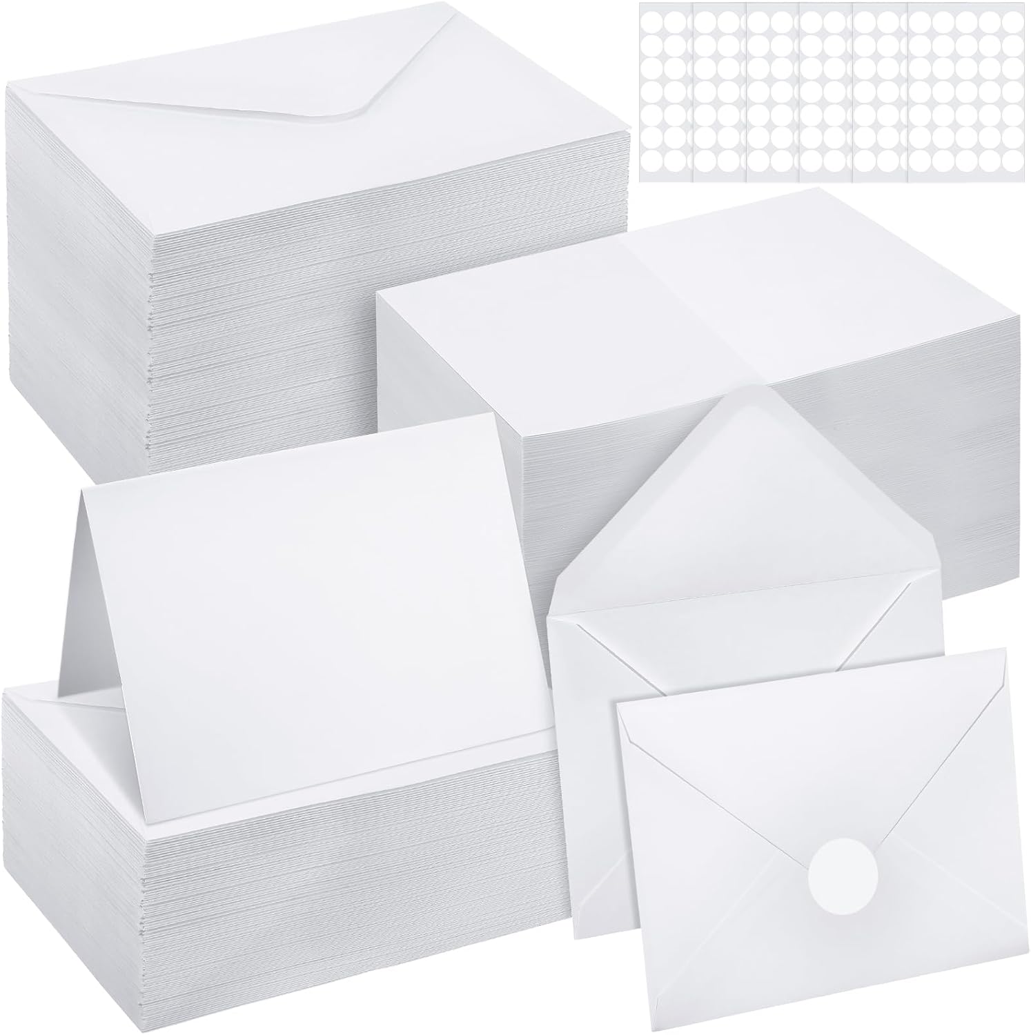 Yeaqee 200 Pack Blank Cards with Envelopes and Stickers Thank You Note Cards Self Adhesive Envelopes Blank Greeting Cards Small Envelopes Stationary Set Card Making(White)