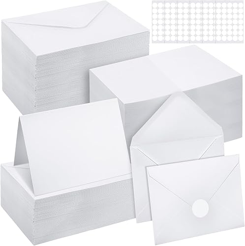 Yeaqee Paquete de 200 tarjetas en blanco con sobres y calcomanías, tarjetas de notas de agradecimiento, sobres autoadhesivos, tarjetas de