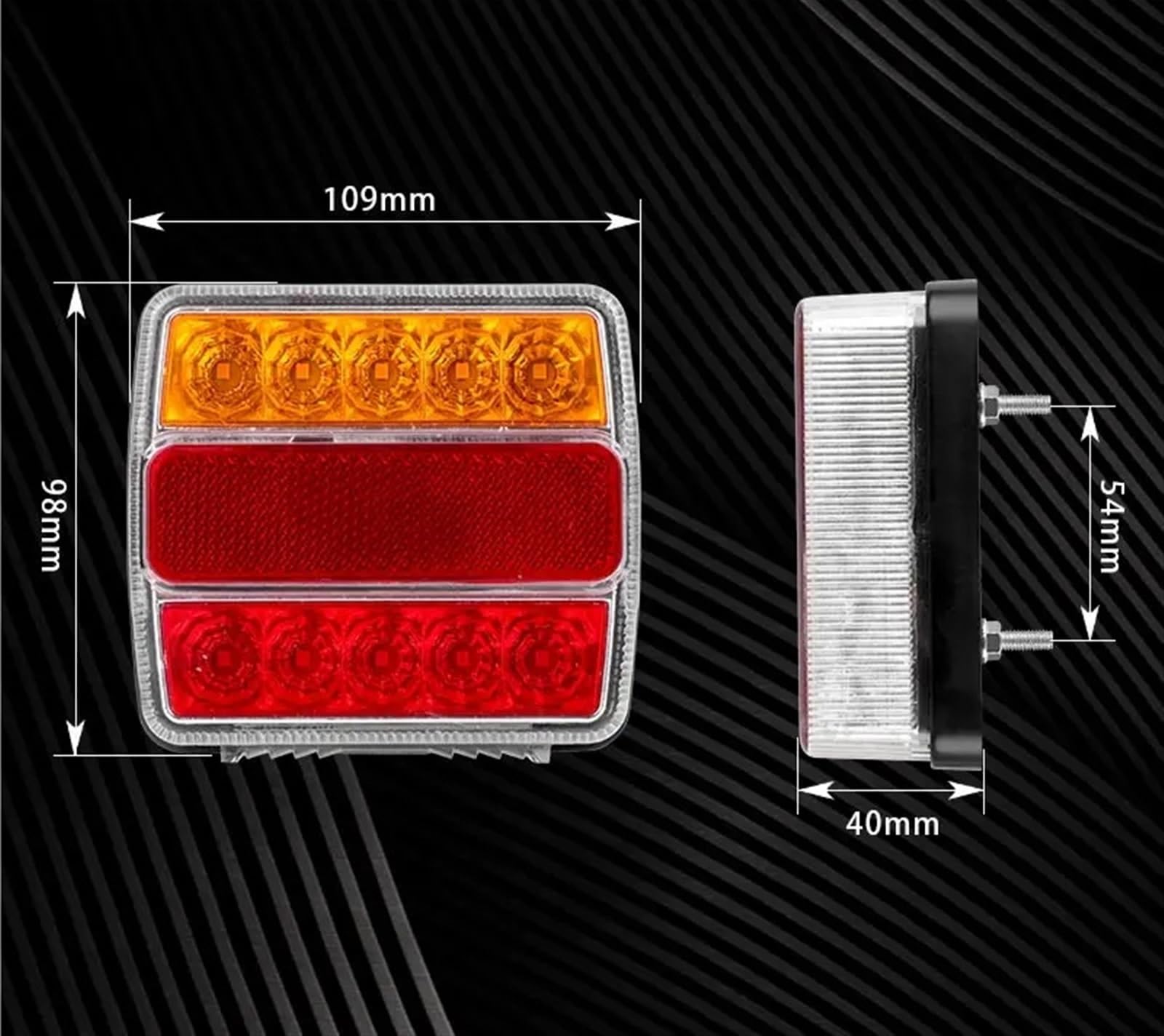 Pilotos Traseros Luz LED Freno Trasero Cuadrada 4 Pulgadas con Lámpara Placa Matrícula, Luz Indicadora Señal Giro, Luces Traseras para Camión, Remolque, Furgoneta 4x4 Set Iluminación Trasera