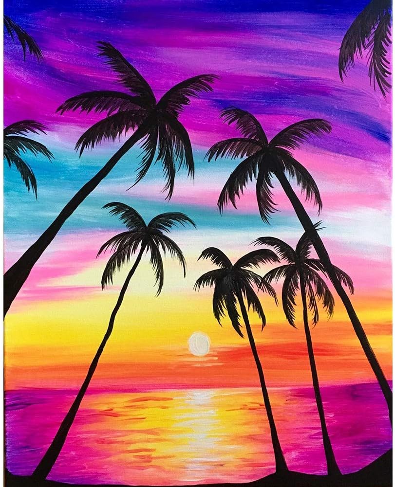 ACANDYL Paint by Number Coconut Tree DIY Oil Painting Paint by Number Kit for Kids Adults Students Beginner Canvas Painting by Numbers Acrylic Oil Painting Arts Craft Coconut Painting 16x20 Inch