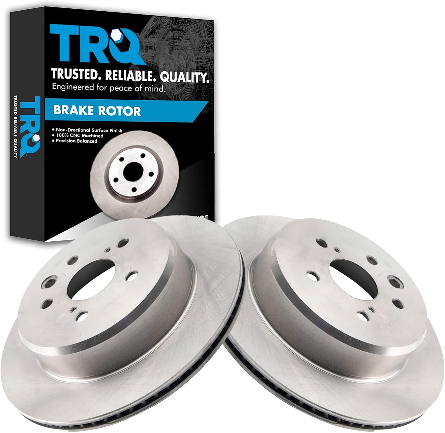 TRQ Rear Brake Rotors Set Vented Compatible with 2016-2017 Lexus GS200t 2018-2019 GS300 2013-2020 GS350 2013-2018 GS450h IS200t 2016-2020 IS300 2014-2020 IS350 RC200t RC300 2015-2020 RC350
