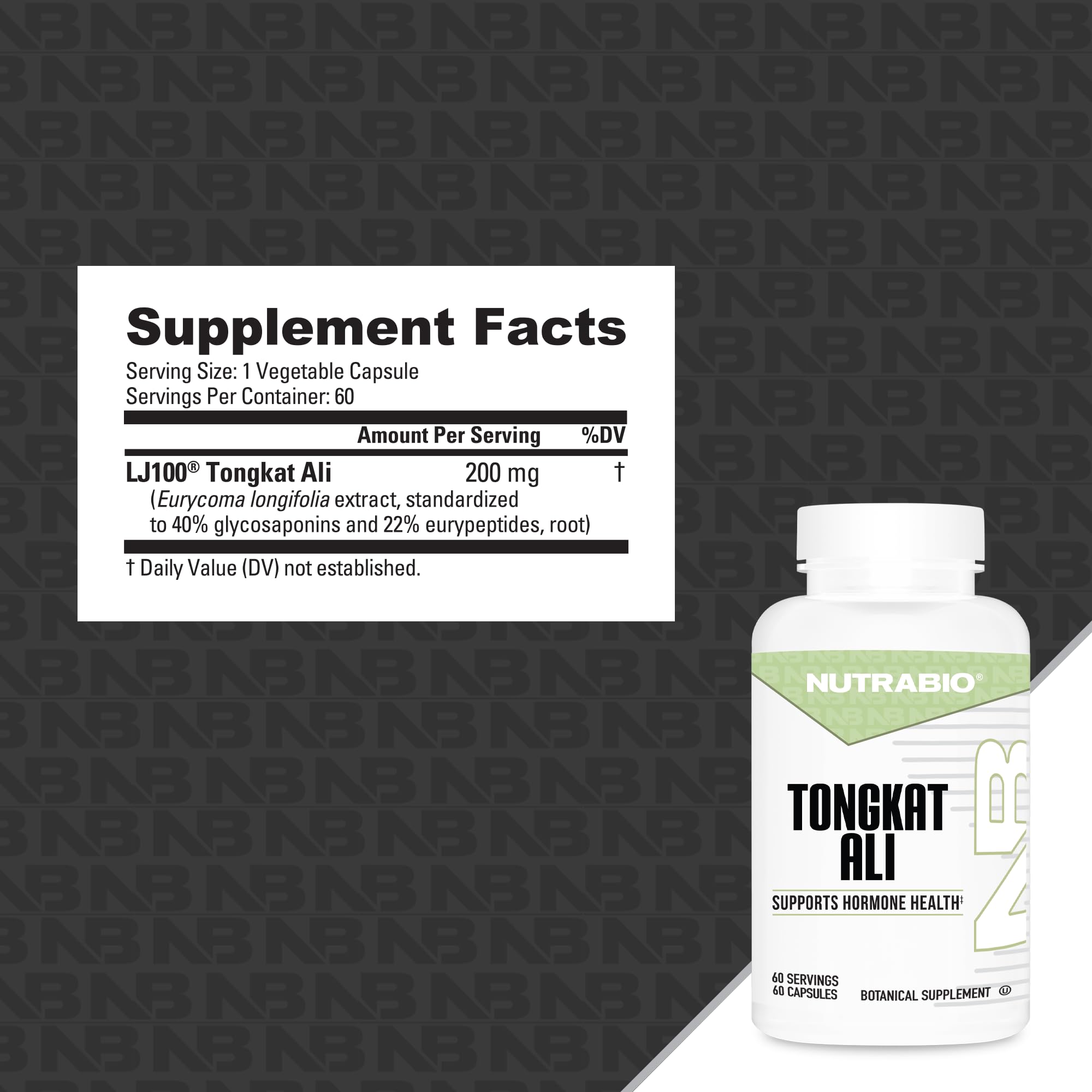 NutraBio Tongkat Ali Longjack 100 Supplement - Natural Support for Muscle Mass, Strength, Performance- Longjack Tongkat Ali for Men- 200mg per Capsule, 60 Servings — Amazon image 3