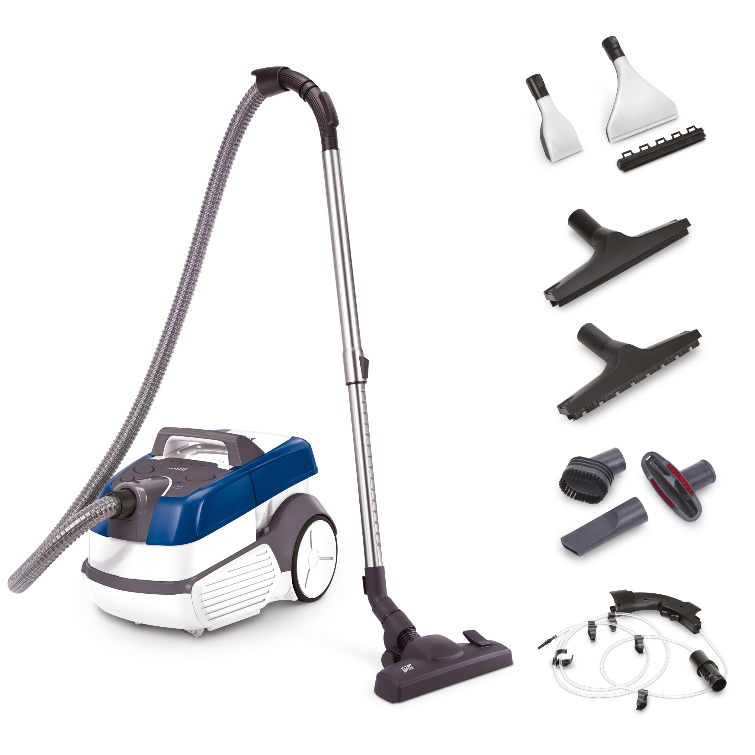 Di4 AquaMax, Leistungsstarker Staubsauger + Polsterreiniger, Carpet Cleaner + Vacuum Cleaner, Nasssauger für Polster, HEPA-Filter, 14 Zubehörteile, Reinigungsmittel Inklusive, 2100W