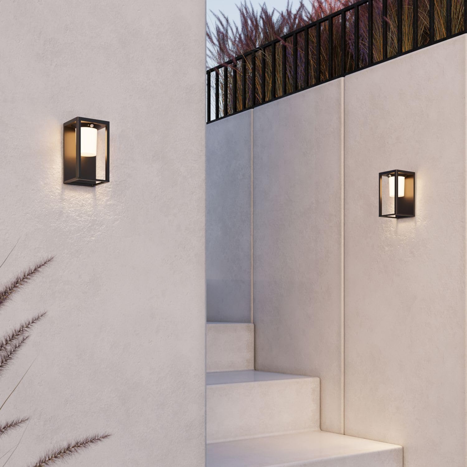 Licht-Erlebnisse LED Solar Wandleuchte außen mit Bewegungsmelder IP54 Balkon Garten Terrasse 3000 K warmweiß blendarm wohnlich wetterfeste Außenlampe Wand KORIN