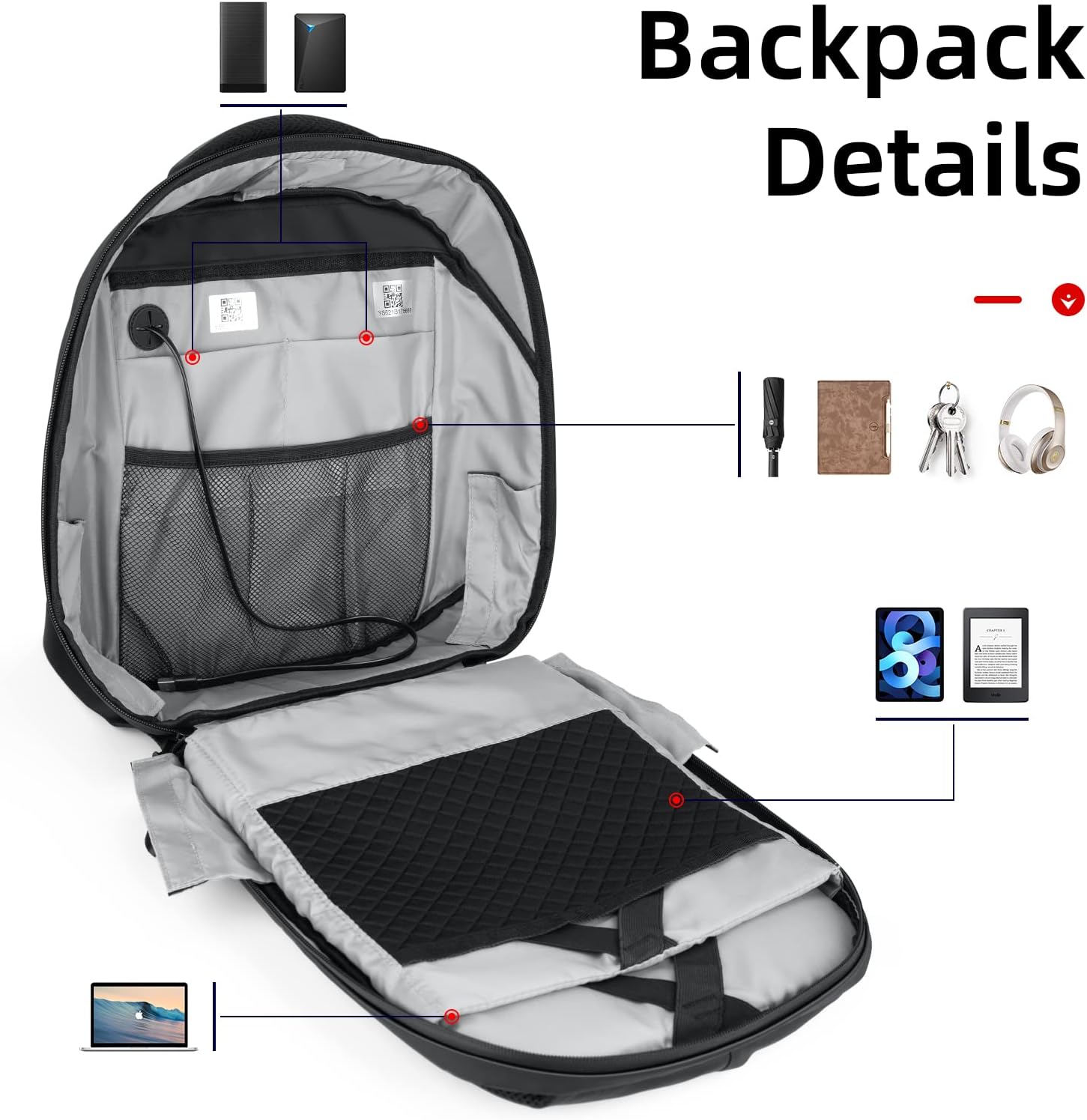 Gelrova LED Backpack, 17 Inch Bookbag DIY Pixel Motorcycle Backpack Programming Laptop Backpack, Unique Gift for Men or Women MotoGear, Battery not included