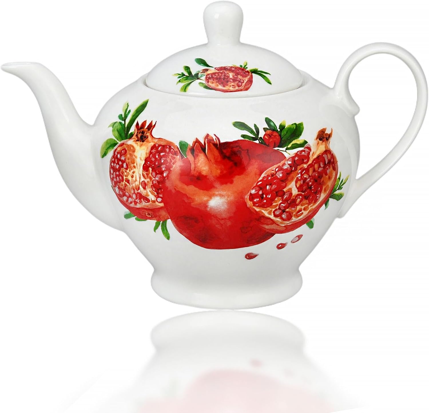 Porcelain Teapot 40 oz. Microwave & Dishwasher Safe Tea Pots for Tea, Pots for Women Gift (English Rose)