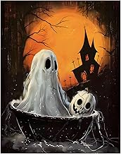 لوحة فنية جدارية بتصميم شبح مخيف، بوستر حائط معدني مطبوع عليه منزل مسكون للهالوين، لافتة جدارية معدنية - 24