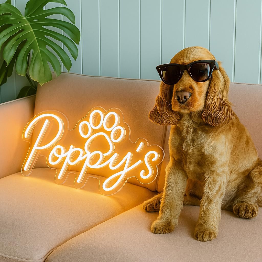 Custom Pet Neon Sign - Personalized Dog Cat Name LED Wall Art, Handmade Home Decor for Bedroom, Pet Shop, Party, Unique Birthday Christmas Gift for Pet Lovers