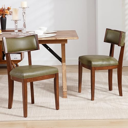 Miniatura 10 de Juego de 6 sillas de comedor modernas de mediados de siglo tapizadas de piel sintética con respaldo curvado y patas de madera maciza, sillas de